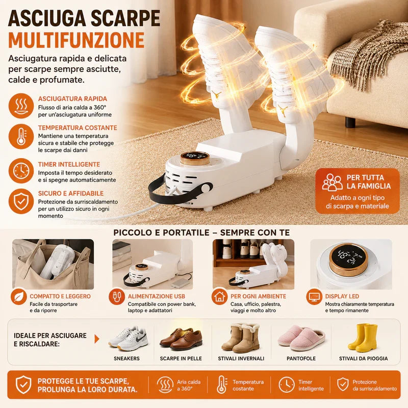 Asciugatrice Elettrica per Scarpe con Timer